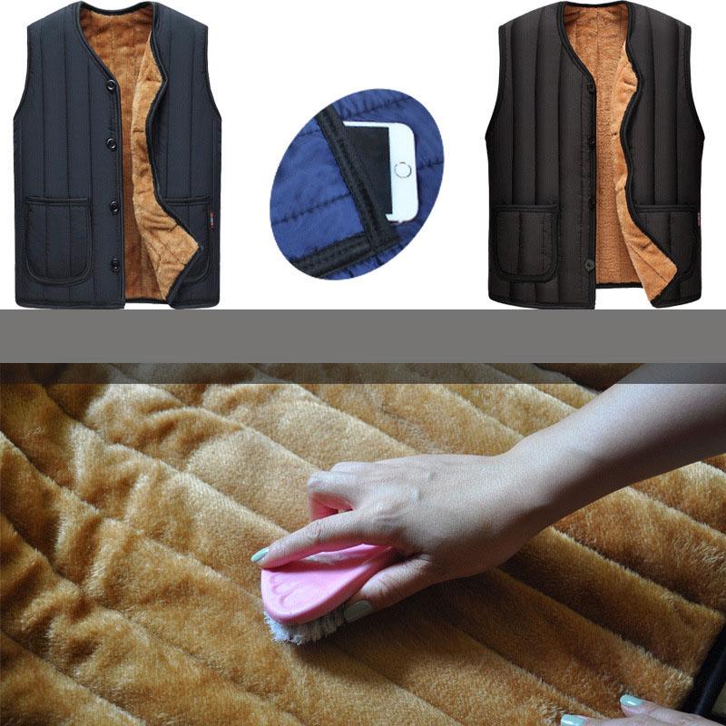 Теплый жилет осень и зима с флисом утолщенный мужской без рукавов высокое качество повседневная рубашка свободное пальто