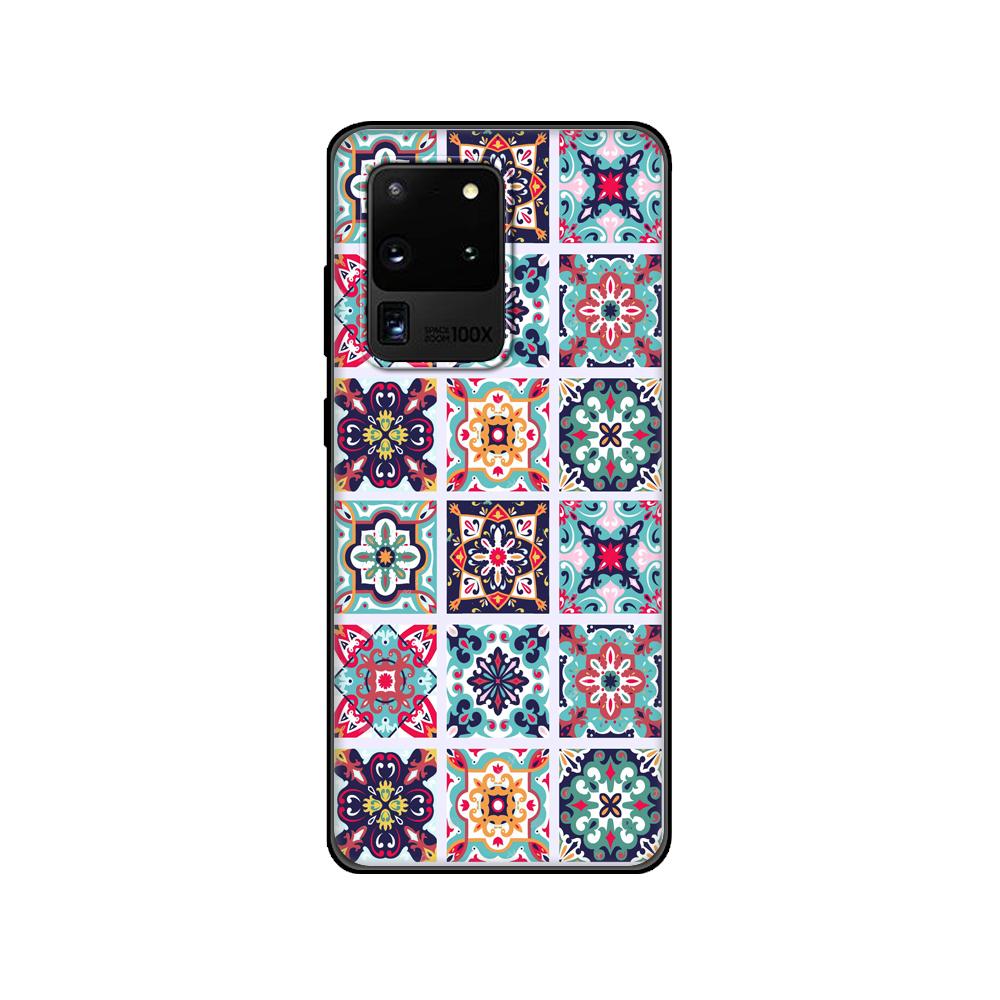Черный ТПУ чехол для Samsung galaxy S20 /S20 PLUS/S20 ultra/S20+ /S20FE задняя крышка 3D тиснение Винтажный Ретро Решетка Цветок