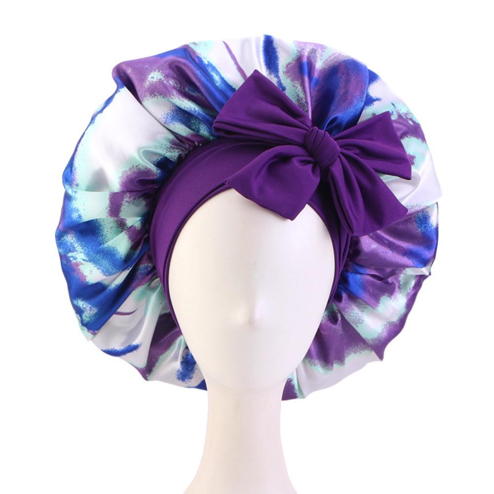 Elastic Tie Band Satin Bonnet Extra Large Hair Bonnet Luxury Sleep Cap Hair Protection