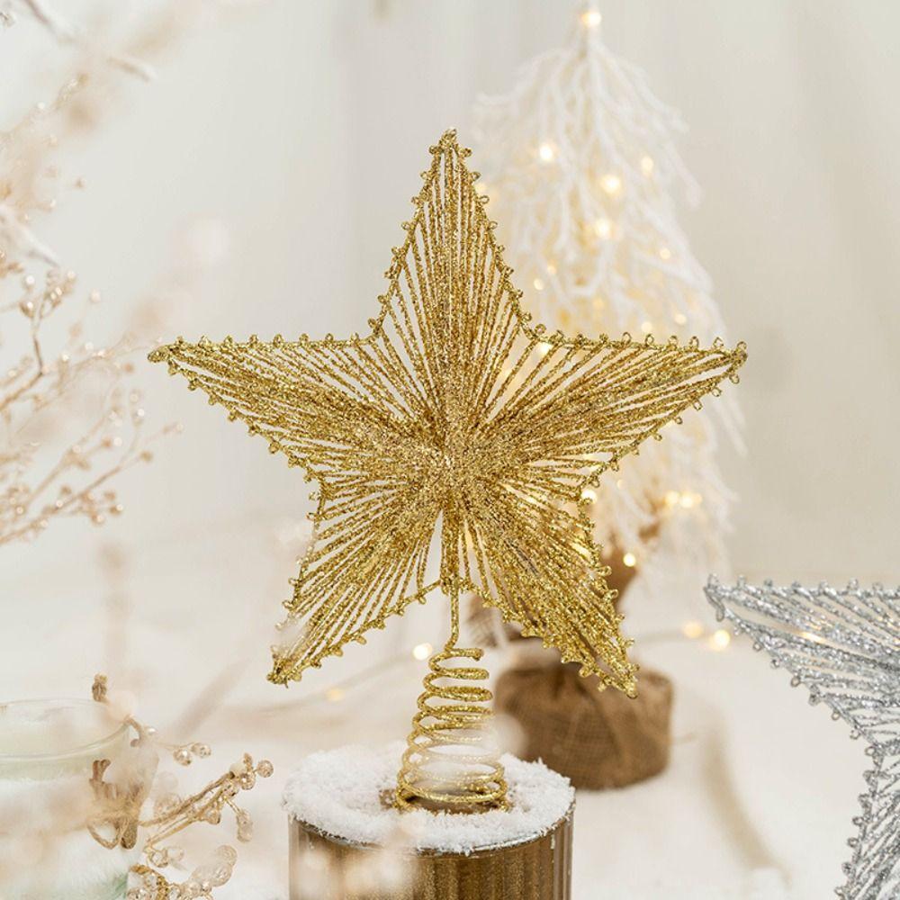 Shining Tree Topper Stars Five-pointed Star Christmas Tree Ornaments  New Year