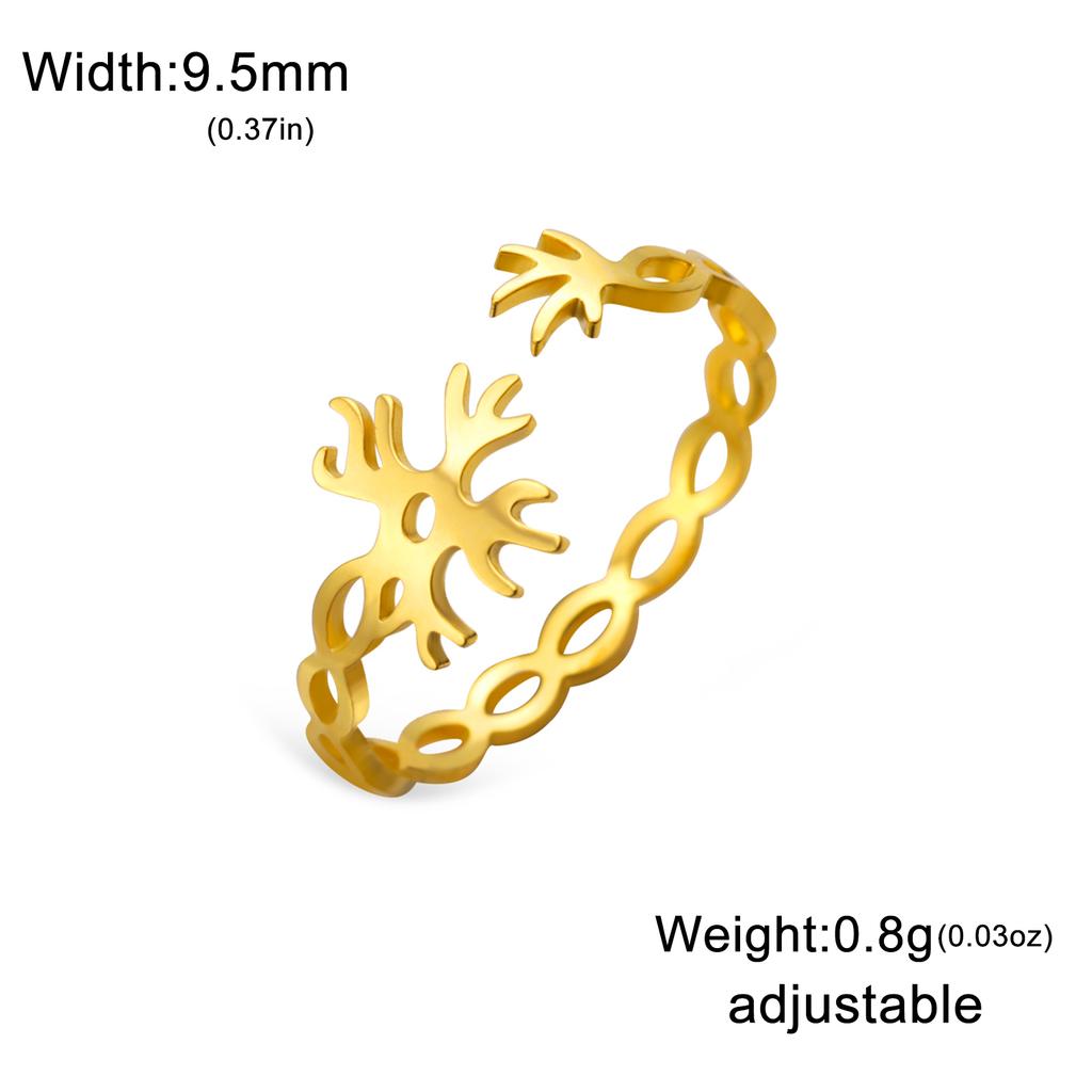 Cazador Neuron Symbol Adjustable Women's Ring Stainless Steel Jewelry Gold Color Neural Chemistry Open Finger Rings Gifts 2026