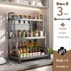 3-Tier Carbon Steel Kitchen Storage Rack with Knife Holder and Hooks