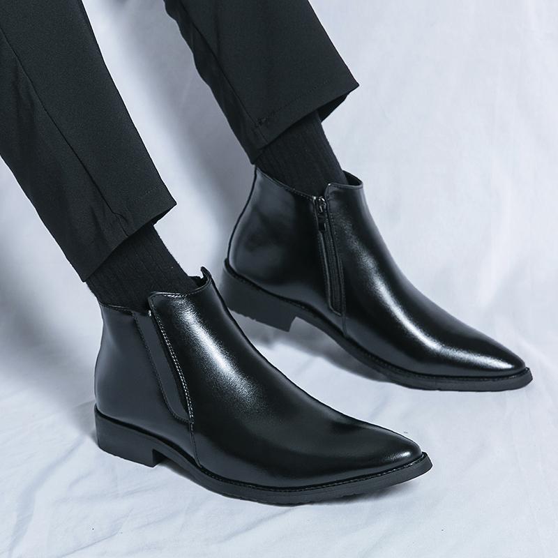 Men’s Motorcycle Boots Retro Street Style Dress Chelsea Boots Tuxedo Wedding Men Fashion Ankle Boots