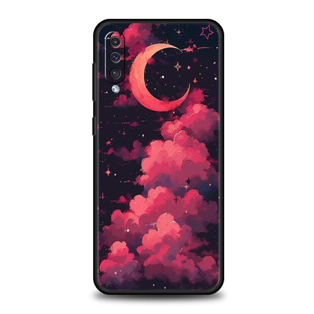 Чехол в стиле комиксов Луна и Облако для Samsung A56 A36 A26 A54 A52 A24 A14 A50 A72 A70 A06 A12 A22 A34 A42 A32 A04s A16 5G