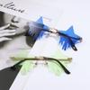 Star Shape Glasses Cosplay Sun Glasses Pentagram Droplet Shape Rimless Sunglasses Pentagram Glasses