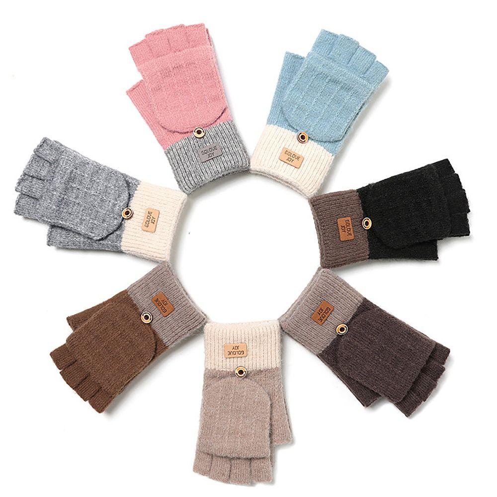 Thicken Winter Gloves Knitted Wool Glove Bracers Casual Finger Gloves for Woman Winter Warm