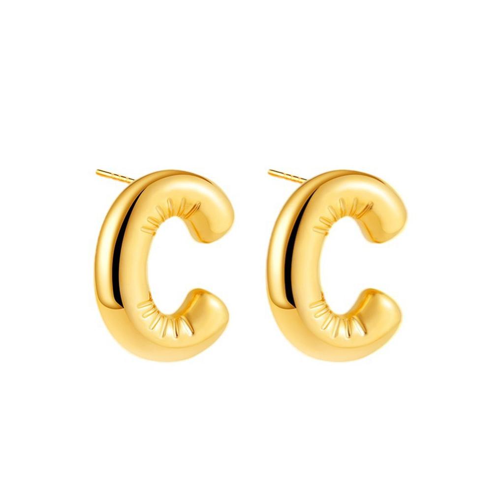 Fashionable And Trendy Small Letter Stainless Steel Bubble 26 Letter Earrings 1 Pair