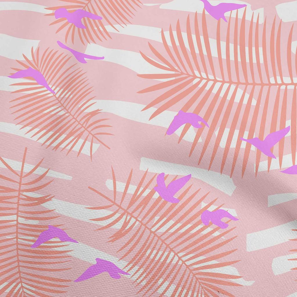 oneOone Ткань Cotton Flex Baby Blue, тропическое сливовое дерево с птицами, швейный материал, набивная ткань, ярд, 40 дюймов