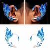 Ear Cuff Luxury Blue Painted Dripping Oil Craft Without Piercing Fashion Fairy Wings Shape Ear Bone Clip Jewelry Accessory