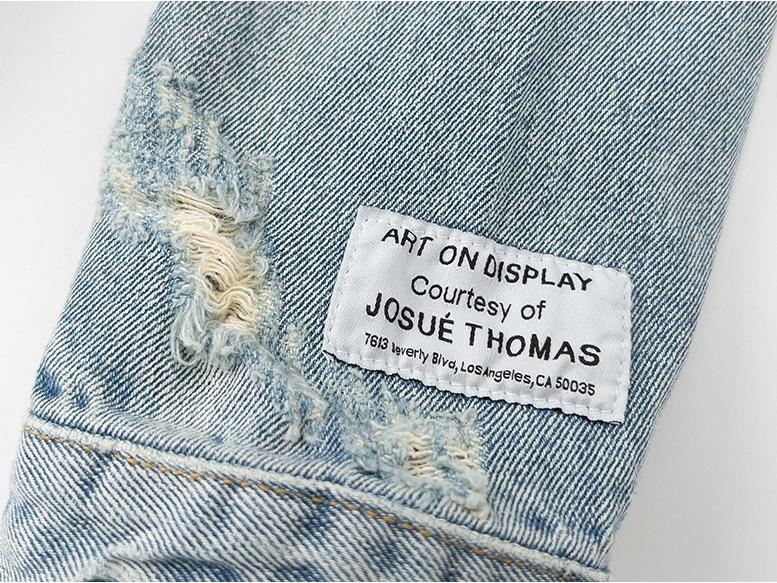 Модная джинсовая куртка Gallery Dept выцветшего синего цвета с вышитым логотипом