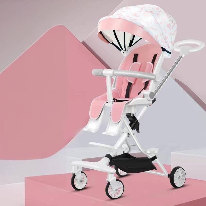 Ultra Stroller Kids Lightweight Foldable Convertible Seat One Rotation Button