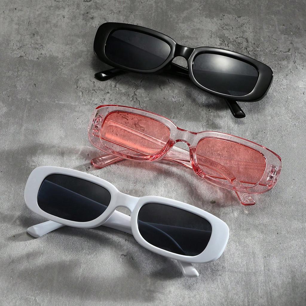 3/pcs 2pcs/set Women's Black White Plastic Frame Square Beach shade Fashionable glasses