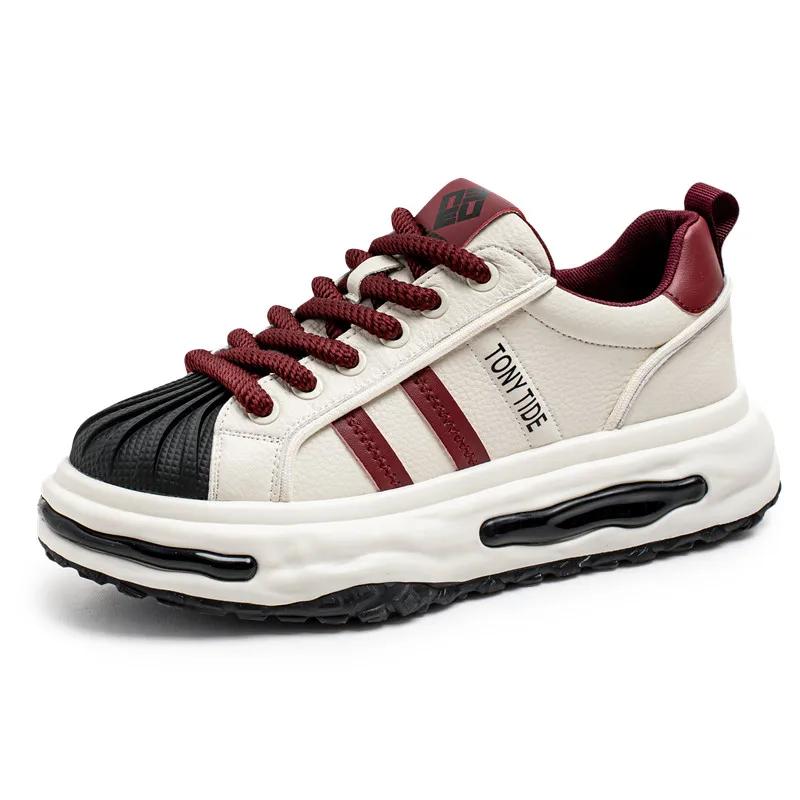 Мужские кроссовки с дизайнерским принтом из кожи, повседневная спортивная обувь, модная, удобная, с увеличенной высотой, на плоской платформе, для скейтбординга