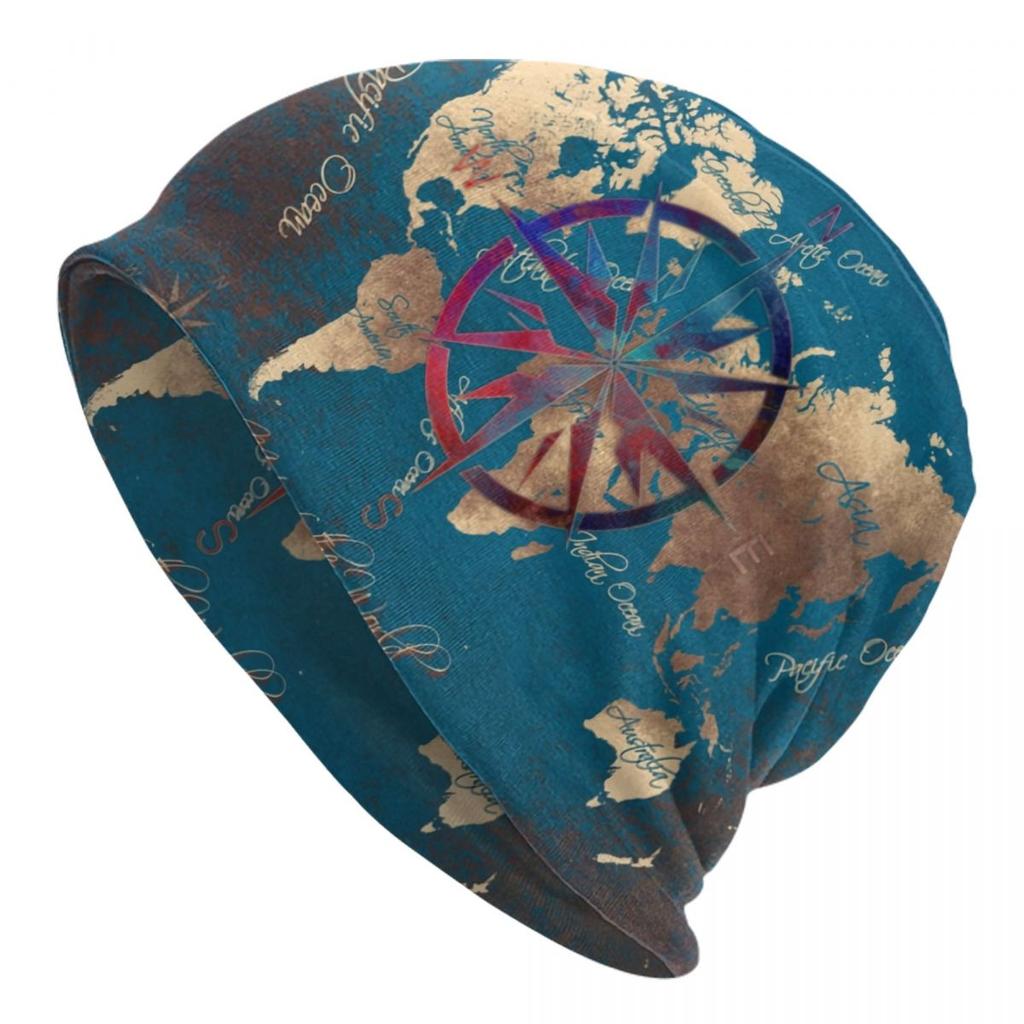 Compass Rose Mountain Skullies шапки шапки для унисекс женщин унисекс хип-хоп зимняя теплая вязаная шапка для взрослых морские шапки с капюшоном