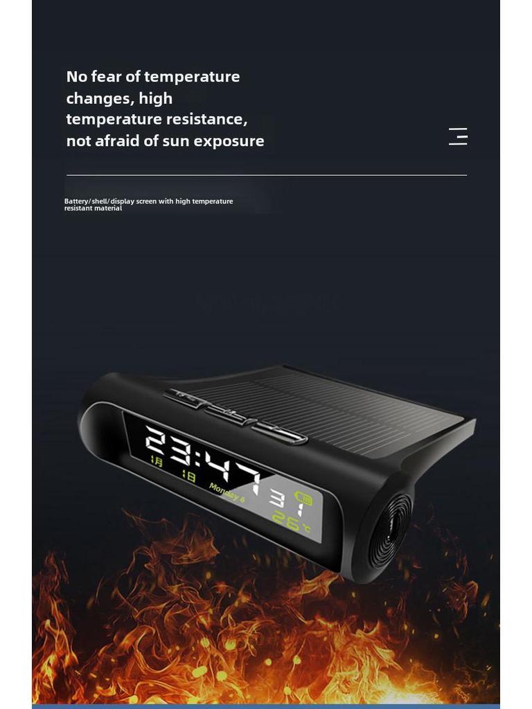 Автомобильные солнечные часы с будильником против сонливости, голосовым напоминанием, термометром и интеллектуальной светодиодной подсветкой