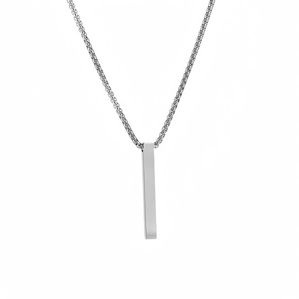 Stainless Steel 3D Rectangular Hip-Hop Necklace for Men & Couples
