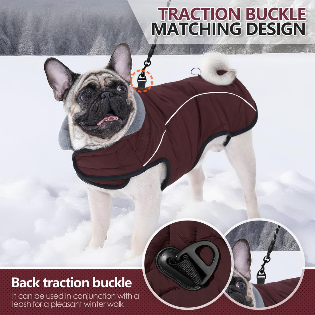 Dog Coat, Waterproof Winter Jacket,Warm Windproof Jacket, Reflective Adjustable Turtleneck Coats for Dogs with Hook & Loop