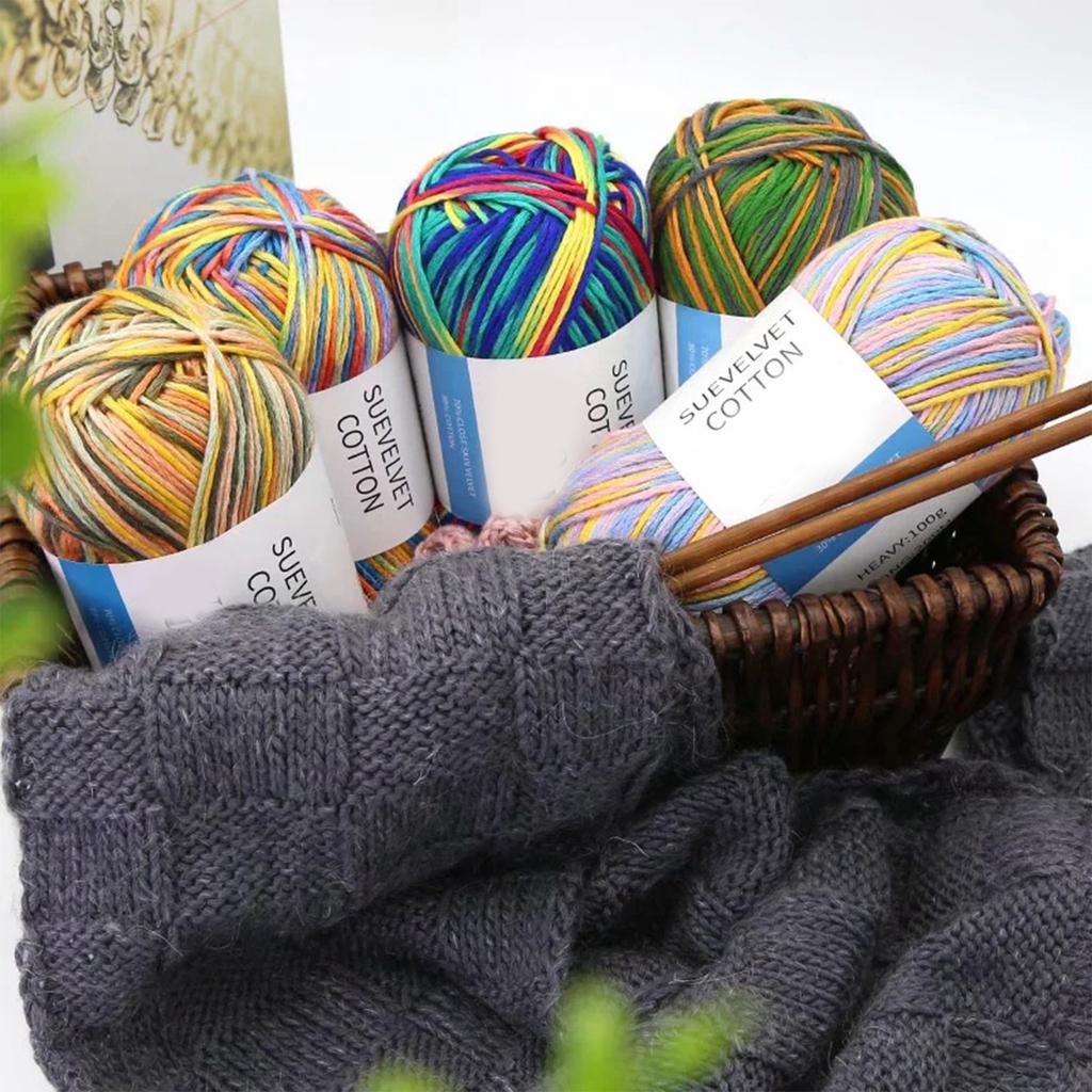 Crochet Yarn Knitting Cotton Yarn for DIY Hats Sweater Scarf Handcrafts Yarn Gradient Color Yarn for Crocheting Knitting