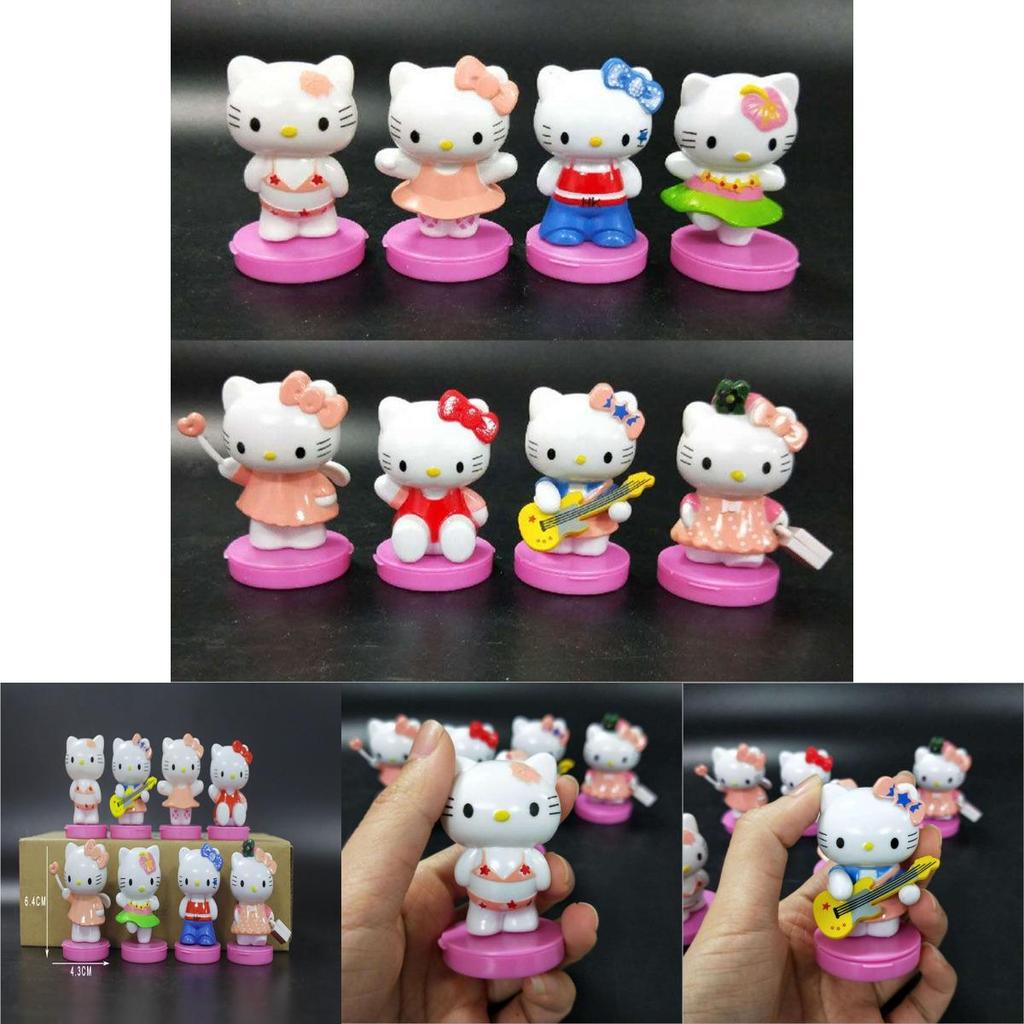 Набор мини-фигурок Hello Kitty из восьми штук, милые мультяшные миниатюры Kt, топперы для торта, подарок