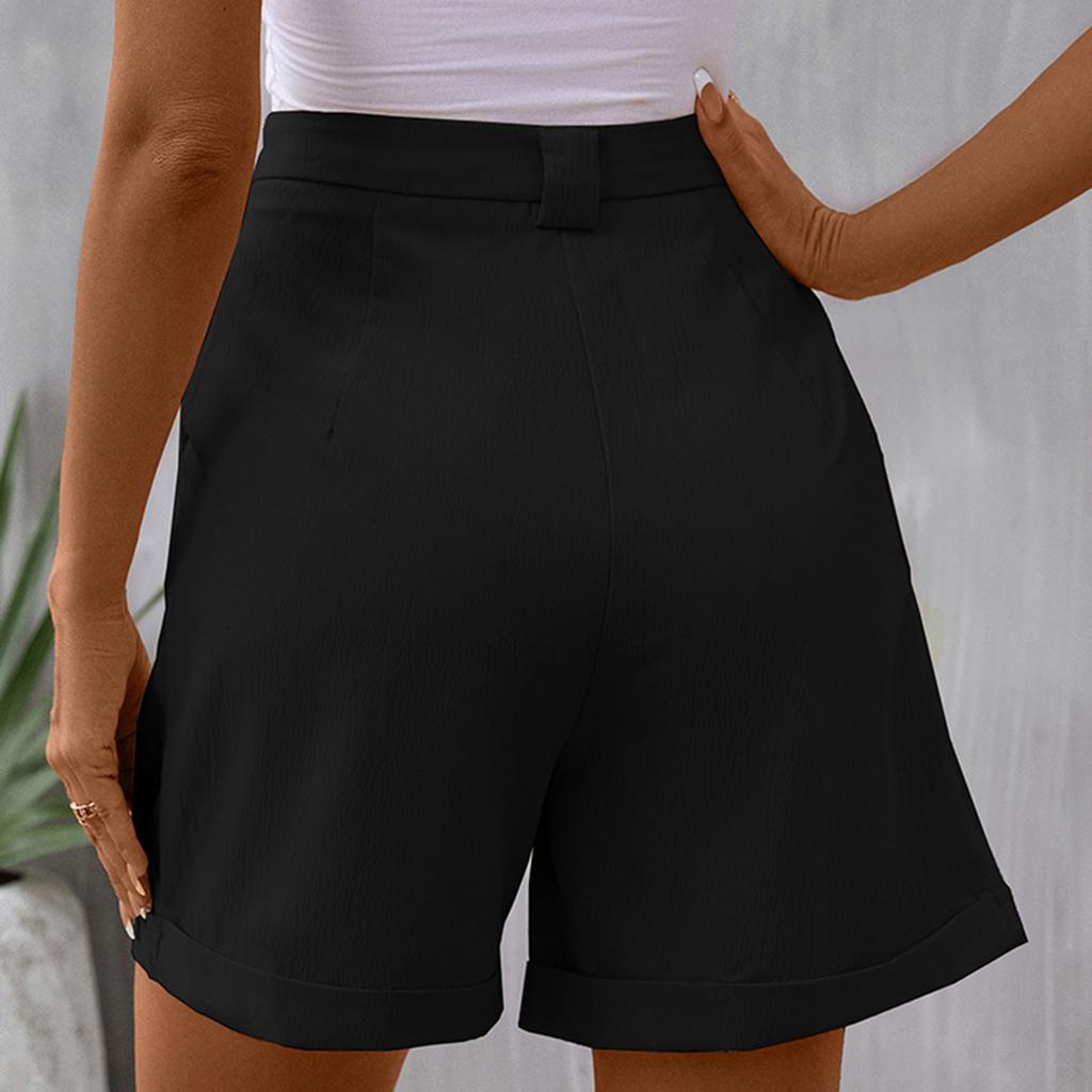 Женские однотонные повседневные закрученные брюки с высокой талией шорты