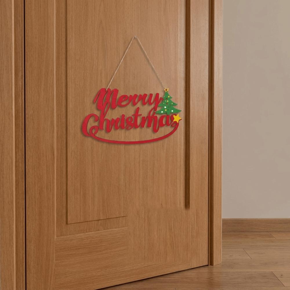 Wooden Christmas Door Hanging Santa Claus Xmas Wall-mounted Pendants Christmas Ornaments Festival
