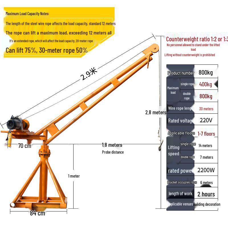 220V Household Electric Hoist: Compact Crane for Outdoor Building and Decoration