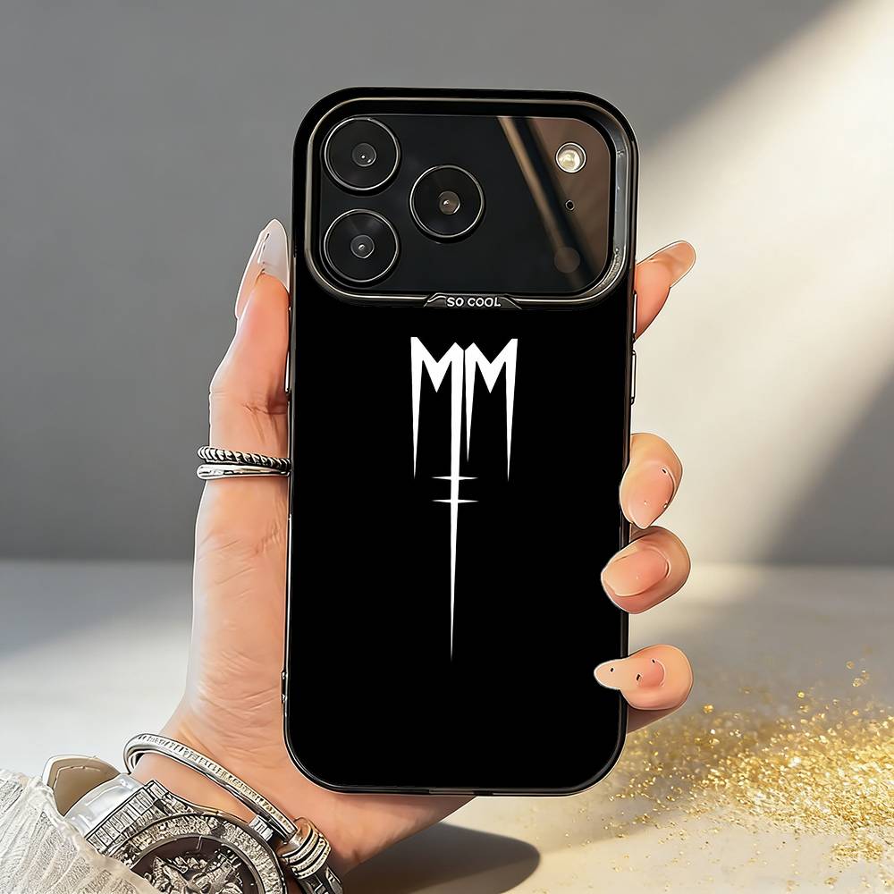 Чехол для телефона M-Manson M-MarilynS Singer для iPhone17 16 15 14 13 12 Pro Max Серый Черный Матовый Лазерный Металлик Аврора Funda
