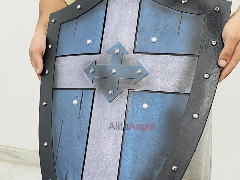 Handmade Wooden Templar Shield: Medieval Knight Cosplay, Home Decor