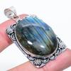Natural Labradorite Gemstone Handmade 925 Sterling Silver Pendant 2.29" u3O11