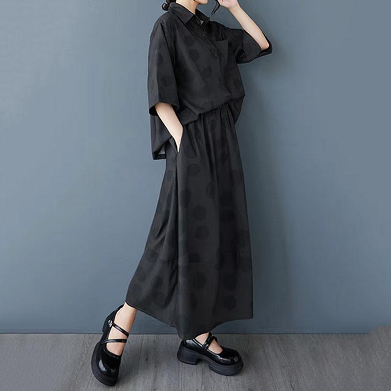 Xitao Polka Dot Print Pocket Patchwork Female Dress Set HQQ2486