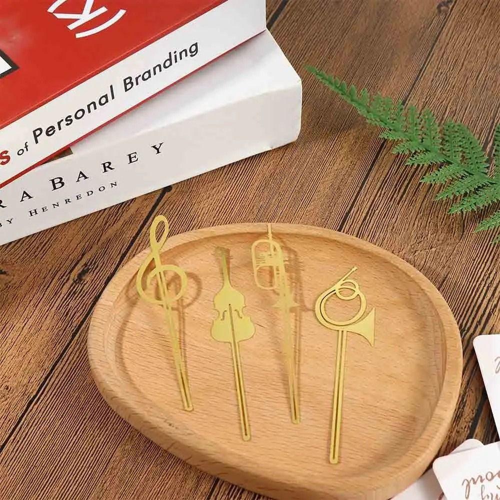 Gold Musical Note Meta Book Maker Metal Paper Clips Fashion Musical Instruments Bookmark  Student