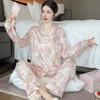 Пижама женская с длинными рукавами пижама костюм с цветочным принтом высококачественная можно носить на улице домашняя одежда пижама