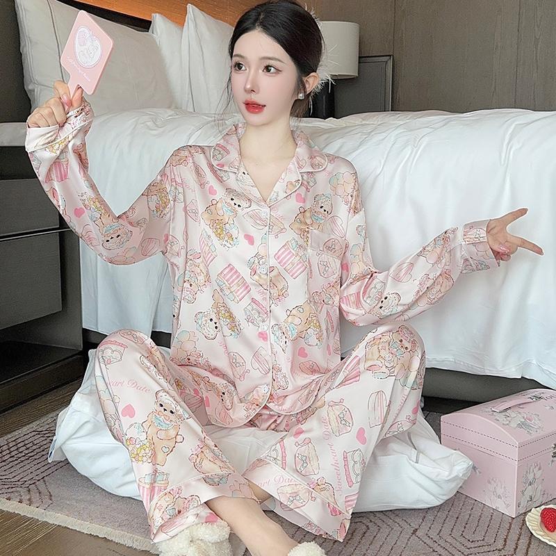 Пижама женская с длинными рукавами пижама костюм с цветочным принтом высококачественная можно носить на улице домашняя одежда пижама