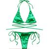 Sexy 13 Colors Halter Satin Brazilian Bikini Women Swimwear Female Swimsuit Two-pieces Bikini Set Bather Bathing Suit Swim