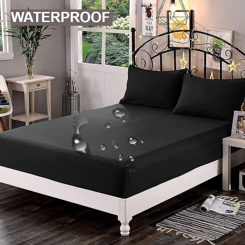 1 шт. Водонепроницаемая простыня на резинке из высококачественной реактивно окрашенной плотной ткани, эластичная, доступна в различных размерах, мягкая простыня, пишите, серый, черный, 120/140/160