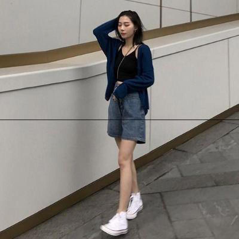 Джинсовые шорты с высокой талией, женские прямые брюки с застежкой «пять точек», свободные широкие брюки