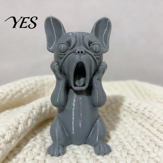 Burr-free Dog Figurine 3D Printed French Bulldog Figurine, Screaming Decorative Sculpture, Puppy Statue Sculpture for Car Dashboard, Home Office Desk,