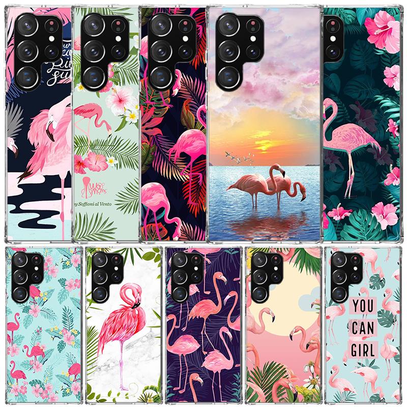Pink Red Flamingo Phone Case For Samsung Galaxy S24 S25 Edge S26 Ultra S22 S23 Plus S21 + S20 FE Soft TPU Back Cover Galaxy S25