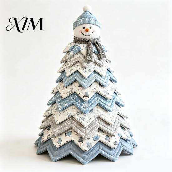 Fireplace Hanging Decor DIY Quilted Christmas Tree Kit, Handmade Fabric Tabletop Decoration, Front Porch Holiday Festive Craft Project for Home Mantel
