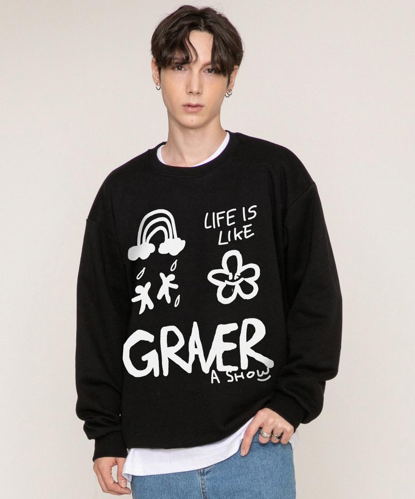 GRAVER [Unisex] Multi 1 Logo Sweatshirt_Black