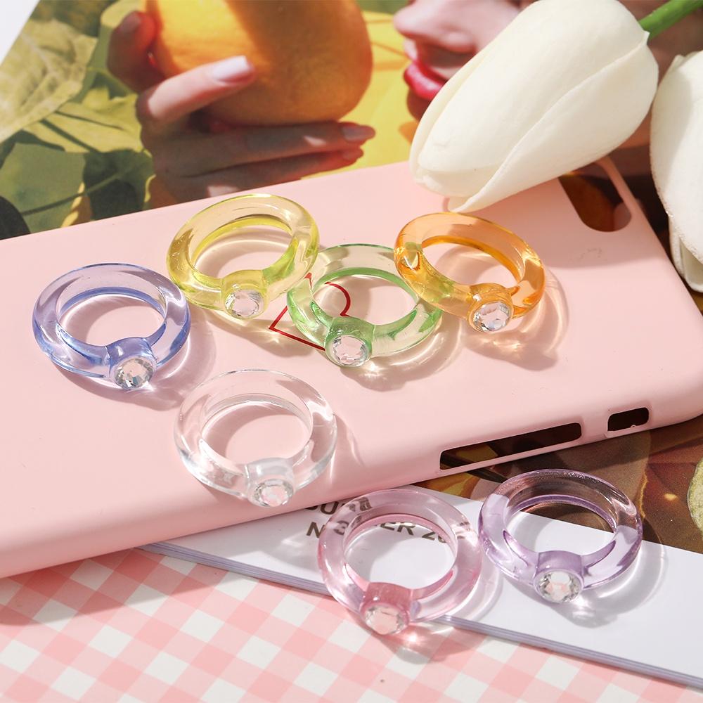 iF ME Корейские прозрачные акриловые кольца с бриллиантами, модные кольца на палец ярких цветов, женские ювелирные аксессуары, подарок