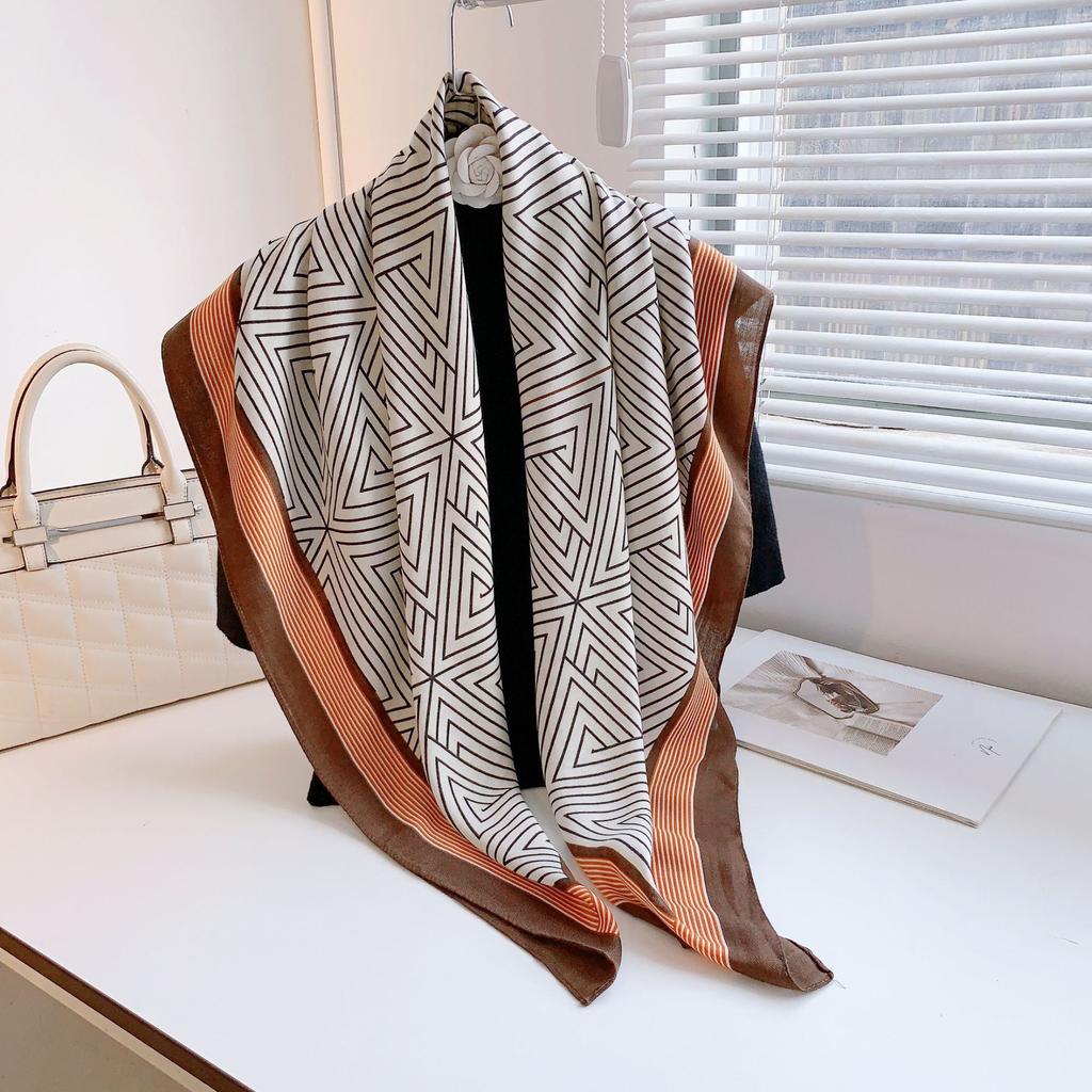 New Geometric Line Scarf Women's 110 Square Scarf Simple and Versatile Warm Decorative Shawl