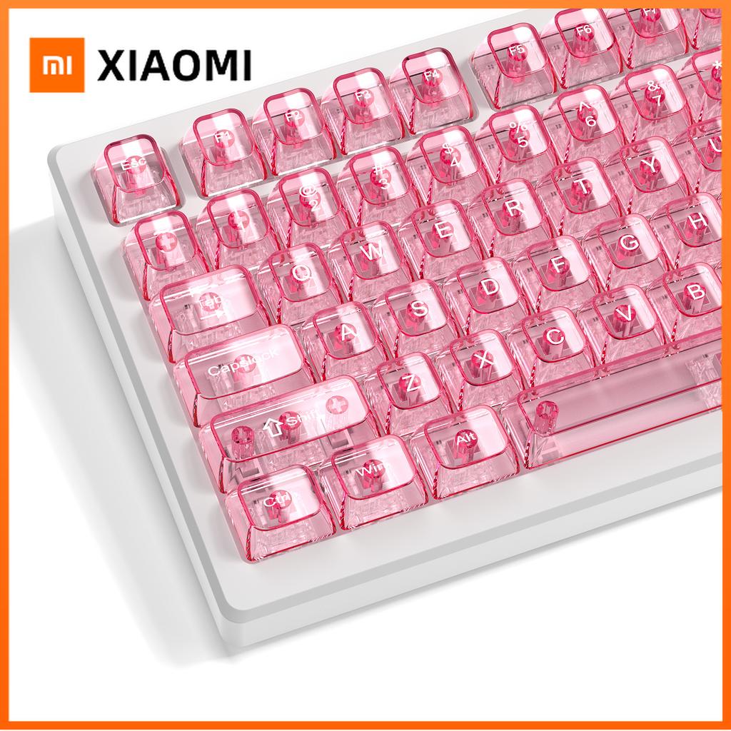 Xiaomi 115 клавиш Розовые Прозрачные Прозрачные Колпачки Клавиш Кристаллические Керамические ПК Колпачки Клавиш RGB Просвечивающие Колпачки Клавиш Профиль MDA для Клавиатуры с Переключателями MX