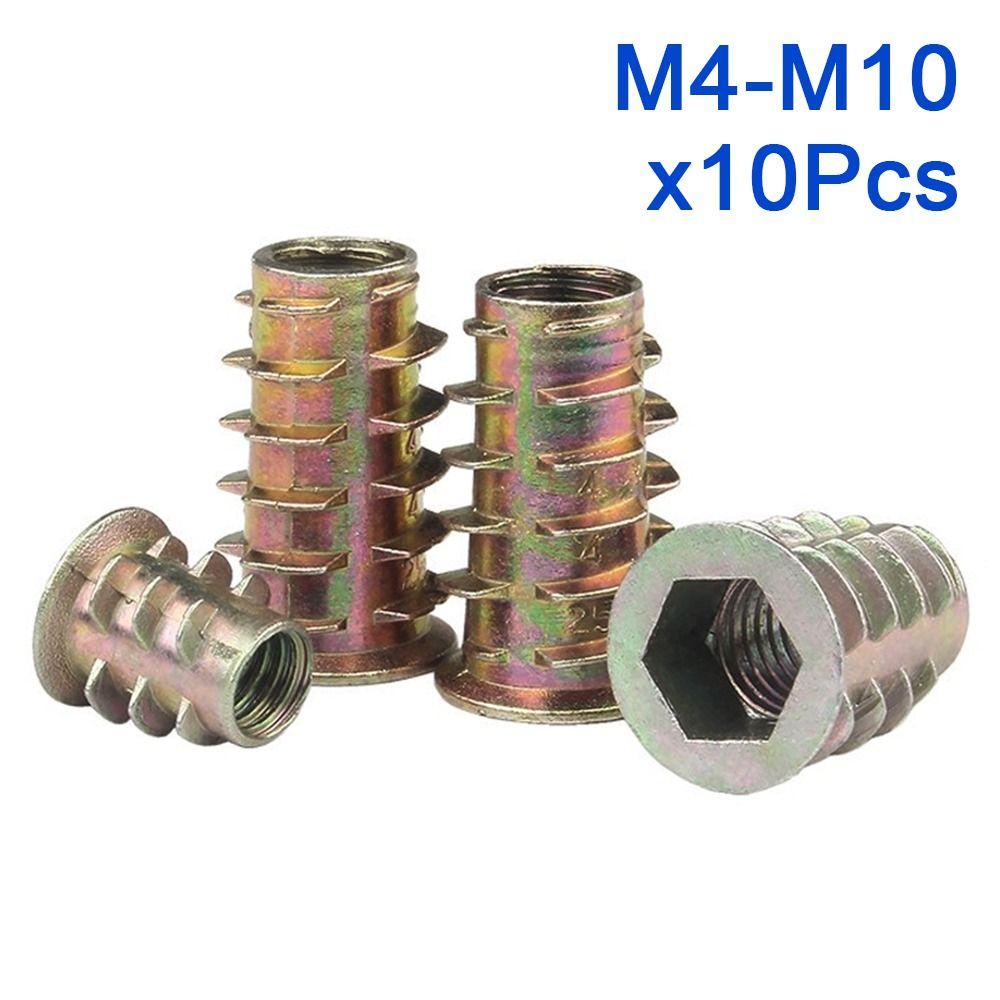 10pcs/lot Zinc Alloy Hexagonal Trapezoid Nuts M4 M5 M6 M8 M10 Wood Insert Inner Thread  Durable