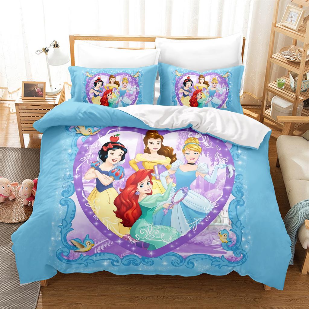 Princess Cinderella Cartoon Quilt Cover Duvet Breathable 3D Cute Printed Bedroom Comforter Warmth Polyester Bedding