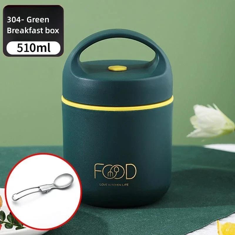 304 Stainless Steel Children Soup Cup with Spoon Seal Heat Preservation Insulated Food Warmer Bento Lunch Box for Kids Students