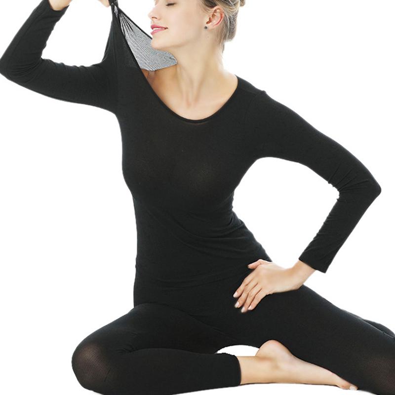 Men Women Long John Stay Warm Undergarments Thermal Underwear Set Ultra-thin Winter 2-Piece