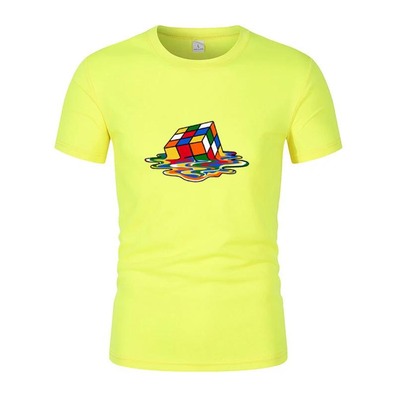 Летняя новая модная и интересная мужская футболка с короткими рукавами с принтом Рубика, повседневная унисекс-футболка в стиле Харадзюку для улицы, спортивный топ