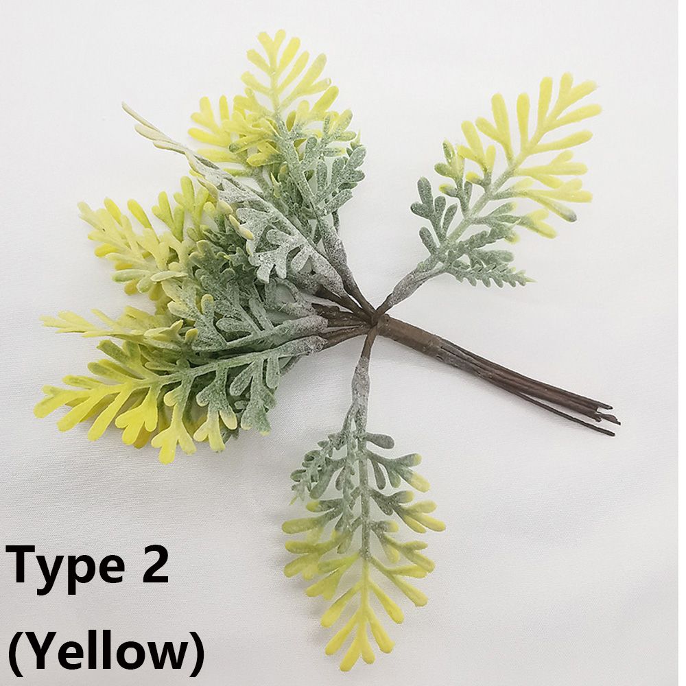 6PCS/Bundle DIY Home Decor Xmas Ornament Simulation Plants Faux Grass Pine Artificial Flowers