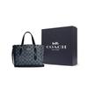 Coach Mollie Classic Monogram Сумка-тоут на молнии из покрытого холста и кожи Женская сумка-тоут Серебристый Темно-синий C4250-SVN2V